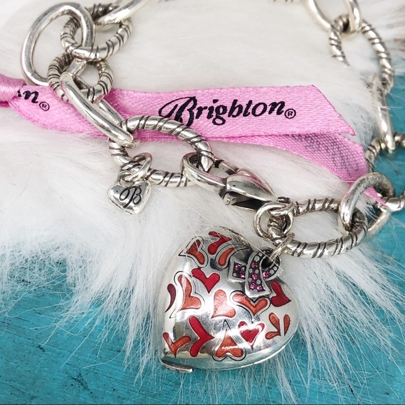 Brighton Power of Pink Crystal Heart Link Bracelet - Picture 2 of 6